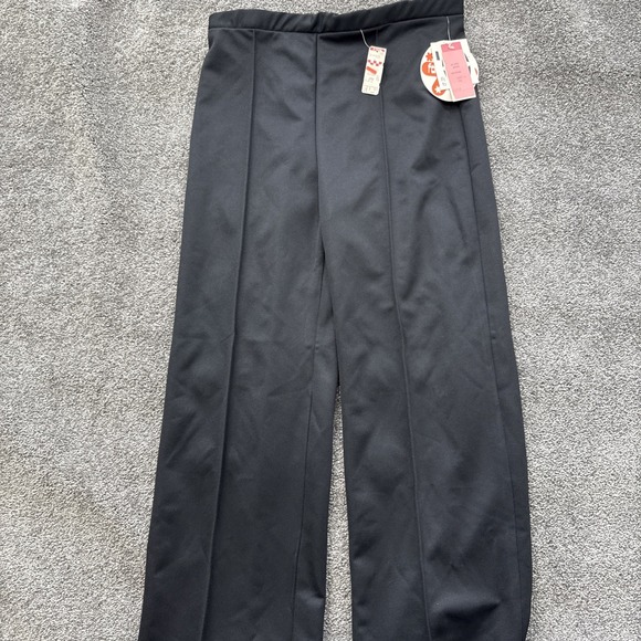 Monsanto Pants - VTG NOS Womens L Monsanto Visa Knit Pants Black Pull On Wide Leg 1970s Mod
